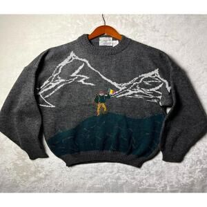 Vintage Italian Knit Sears Roebuck Wool Sportsman Sweater Large Mountaineer GORP